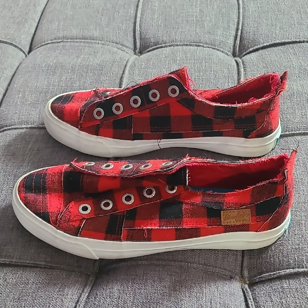 Blowfish Red and Black Plaid‎ Slip-On Shoes